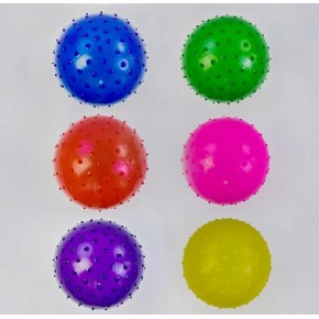Мяч резиновый массажный 6 цветов, диаметр 12 см, 23 грамма /1200/ C40279