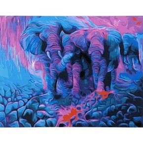 Набор для росписи по номерам Цветные слоны Strateg размером 40х50 см (GS002)