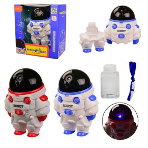  Установка с мыльными пузырями "Космический робот", 2 цвета, мыльный раствор, свет, звук, автоматическое запуск пузырей