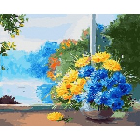 Картина по номерам "Желто-голубой букет" Rainbow Art GX45170