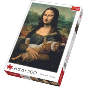 Пазли Trefl "Мона Ліза і дрімаючий кошеня"  Бриджем 500 елментів 37294