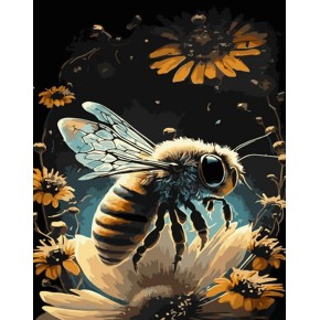 Набор для росписи по номерам Пчела среди цветов Strateg 40х50 см (GS1003)