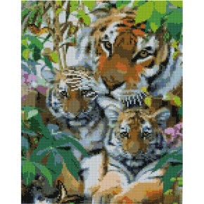 Алмазная мозаика Семья тигров Strateg 30х40 см KB076
