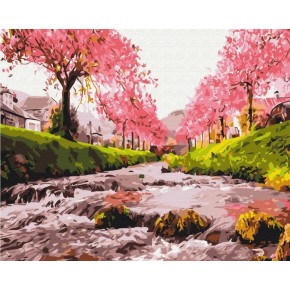 Картина за номерами Річка у сакури 40х50 см BS25577