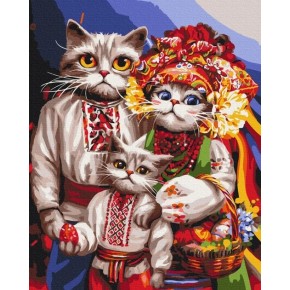 Картина за номерами Сім'я котиків-гуцулів © Маріанна Пащук 40х50 см BS53737
