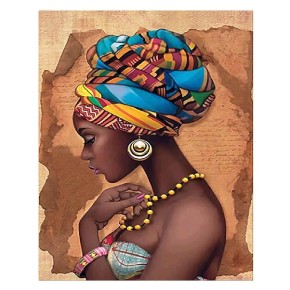Алмазна мозаїка за номерами Дівчина з Африки 40х50 см FA20190