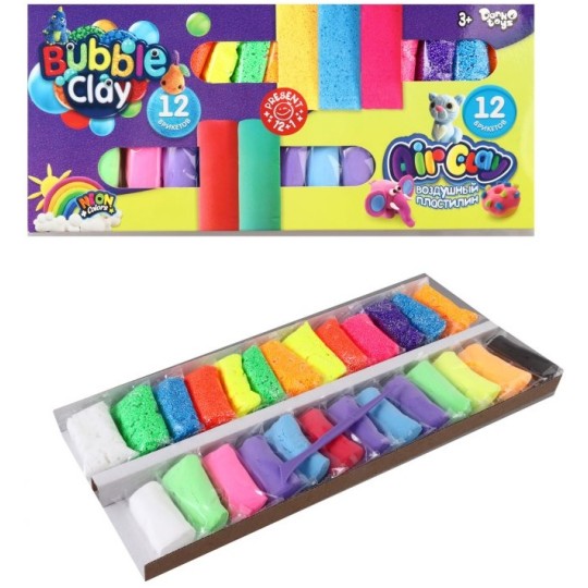 Пластилін повітряний Danko Toys Air Clay+Bubble Clay 12 шт+12 шт (ARBB-02-01)