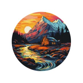 Картина по номерам Дом возле ручья 29 см КНО-R1015
