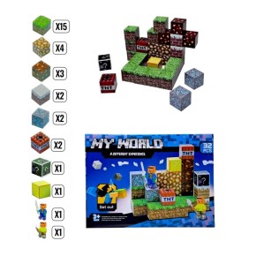 Конструктор магнитный MyWorld блоки и фигурки 32 детали (SX32)