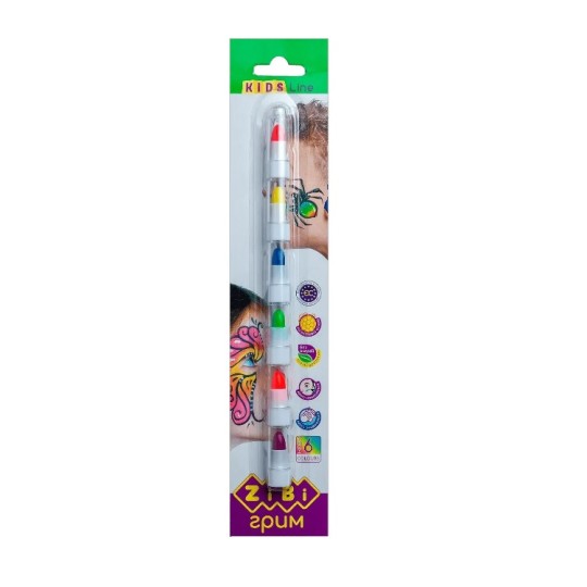 Олівці ZiBi Kids Line для гриму обличчя та тіла Позитив 6 кольорів (ZB.6569)
