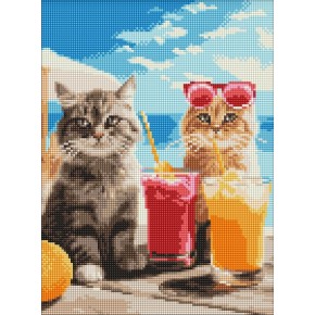Алмазная мозаика Ideyka Котики на отдыхе 30х40 см (AMO8145)
