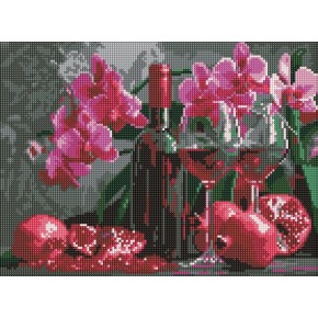 Алмазная мозаика Ideyka Вино и орхидеи 30х40 см (AMO8118)