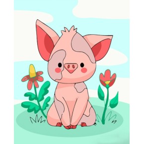 Картина по номерам Strateg Поросенок 30х30 см (ES110)