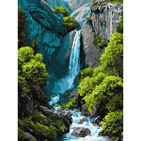 Картина за номерами Ideyka Водоспад у горах 30х40 см (КНО6437)