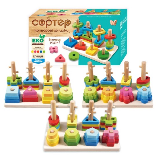 Логическая деревянная игра WToys сортер по цветам Микс (68446)