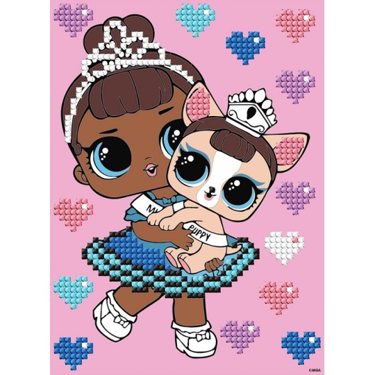 Алмазна мозаїка з частковою викладкою Ideyka L.O.L. Surprise! Miss Baby With Miss Puppy 15x20 см (AML1201)