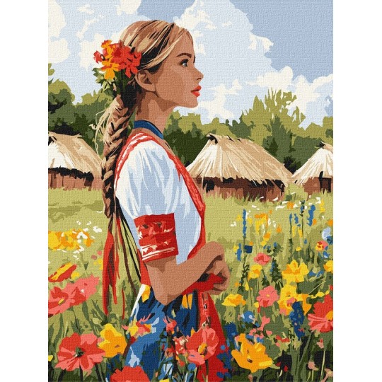 Картина за номерами Ideyka Гарна українка 30х40 см (КНО8485)