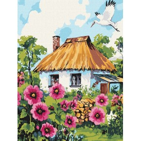 Картина по номерам Ideyka Мальвы у дома 30x40 см (КНО6407)