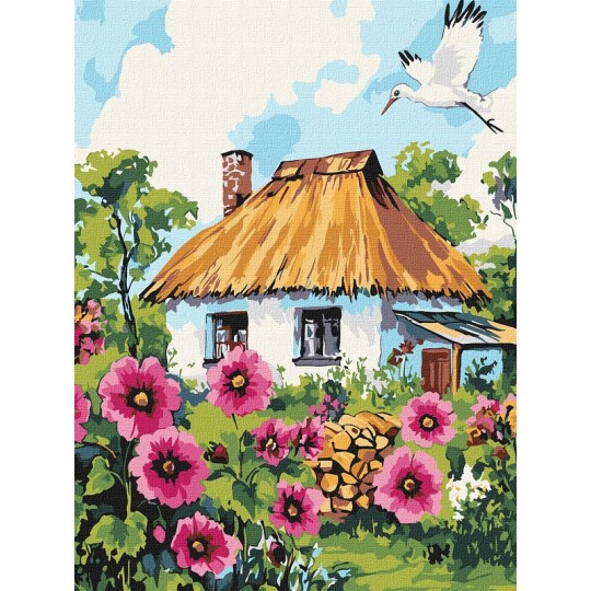 Картина за номерами Ideyka Мальви біля хати 30x40 см (КНО6407)