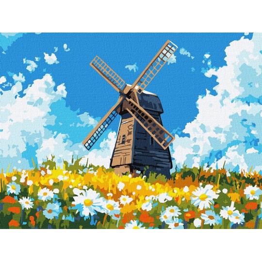 Картина за номерами Ideyka Млин посеред поля 30x40 см (КНО6399)