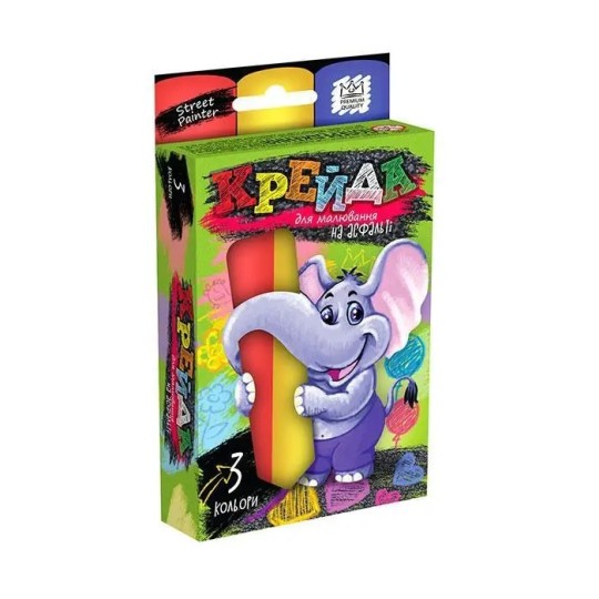 Крейда Danko Toys для малювання на асфальті велика 3 штуки (MEL-01-01/MEL-01-01U)