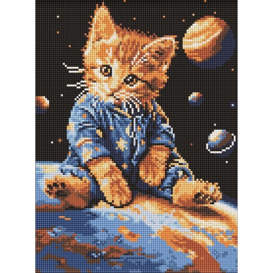 Алмазна мозаїка Ideyka Зоряний котик 30x40 см (AMO8167)