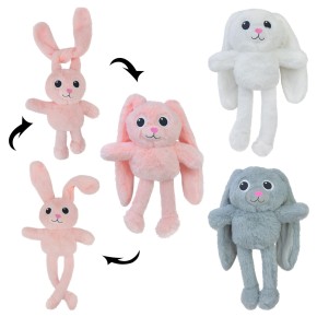 Мягкая игрушка заяц-тянучка подвижные ушки 3 цвета 45см /100/ С21702