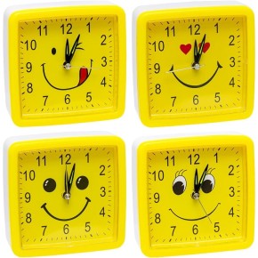  Настольные часы - будильник Х2-10 "Смайл квадрат" 10,5*10,5*3,8см Х2-10(97110)
