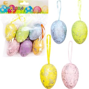 Набор Яйца декоративные 6шт цветные с лентой 6см HA-405 HA-405(107265)