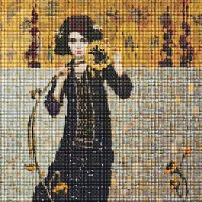 Набір з алмазною мозаїкою "Дівчина з соняшником" 40х40см AMO7383