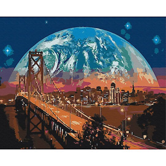 Картина по номерам: Луна над Сан-Франциско 40*50 BS8312