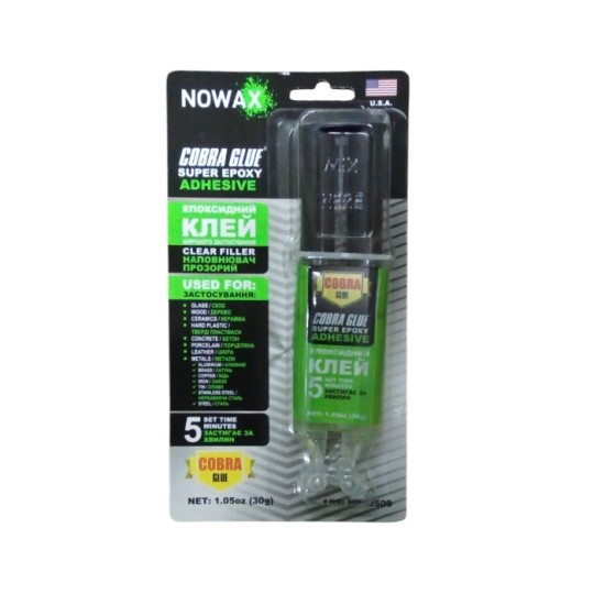 Клей епоксидний Nowax Super Epoxy Adhesive 30 г двокомпонентний прозорий (NX49509)