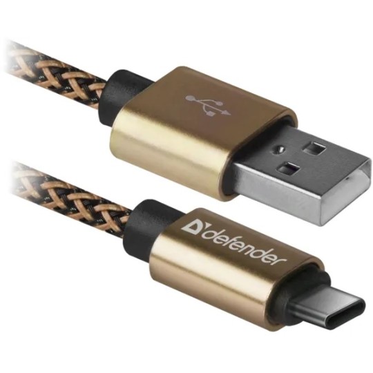 Кабель Defender USB09-03T PRO USB(AM)-C Type 1 м золотистий (6488852) 87812