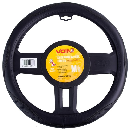 Чохол на кермо VOIN VLOD-L2160 BK M чорний/БО/шкіра (53398)