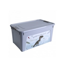 Контейнер Smart Box с декором 27л. (серый, Динозавр) (170138)