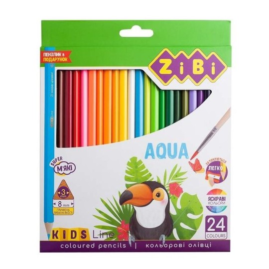 Олівці кольорові акварельні ZiBi Kids Line 24 штуки ZB.2476