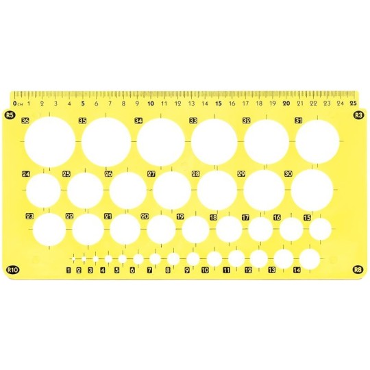 Лінійка-трафарет з колами Color-it 1-36 мм (88449)