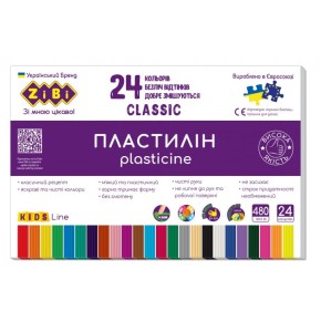 Пластилін CLASSIC 24 кольорів, 480г, KIDS Line (ZB.6236)