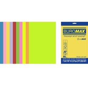 Бумага цветная Euromax 80г/м2, NEON+INTENSIVE, 10цветов, 20л. (BM.2721820E-99)