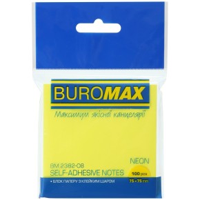 Блок для нотаток Buromax NEON 75х75 мм жовтий BM.2382-08