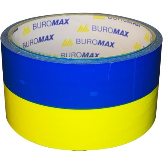 Клейкая лента упаковочная Buromax 48 мм x 35 м сине-желтая BM.7007-85
