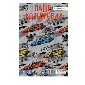 Бумага цветная Скат Ребята двухсторонняя мелованная А4 6 листов клеевая (УП-228)
