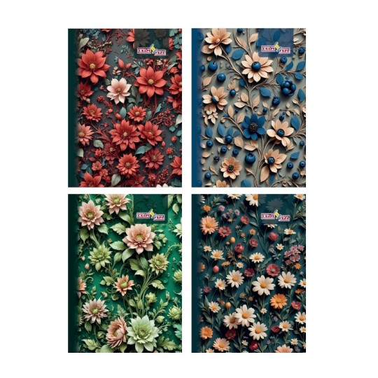 Блокнот Скат Flowers А6 48 аркушів клітинка (ТП-51-1)
