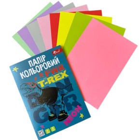Бумага цветная Скат Premium Dino двусторонняя 8 цветов А4 (УП-219)