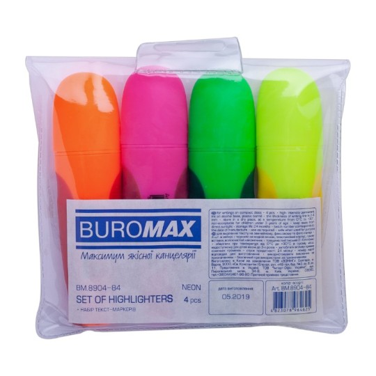 Набор текстовых маркеров Buromax Neon 4 штуки (BM.8904-84)