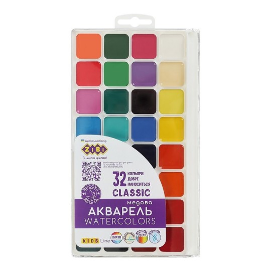 Акварель Kids Line Classic 32 кольора без пензлика (ZB.6574)