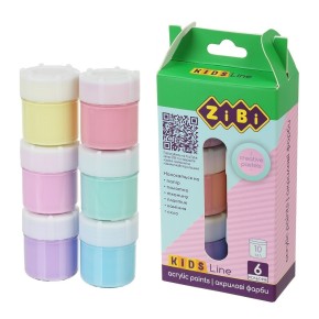 Краски акриловые ZiBi Kids Line Pastel 6 цветов 10 мл (ZB.6665)