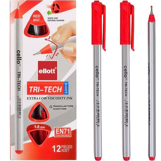 Ручка масляная Ellot Tri-Tech красная CL1003-12