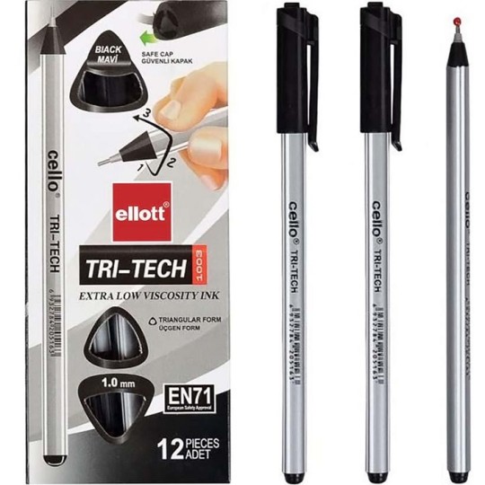 Ручка масляная Ellot Tri-Tech черная CL1003-12