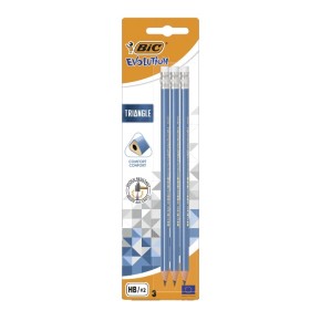 Олівець чорнографітовий Bic Evolution Triangle з гумкою 3 штуки (bc964848)